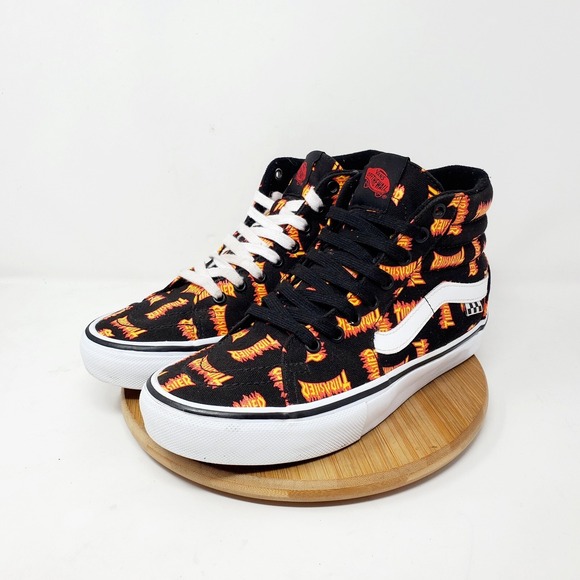 Vans Thrasher Sk8-Hi Shoes Mens 7.5 Sneakers Black Red Skate High Top Pop Cush - Picture 5 of 11